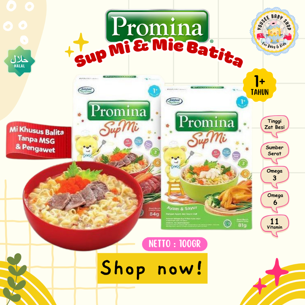 Promina Sup Mie & Mi Batita Ayam Kampung Makanan Bayi Tanpa MSG & Tanpa Pengawet untuk Usia 1+ Tahun