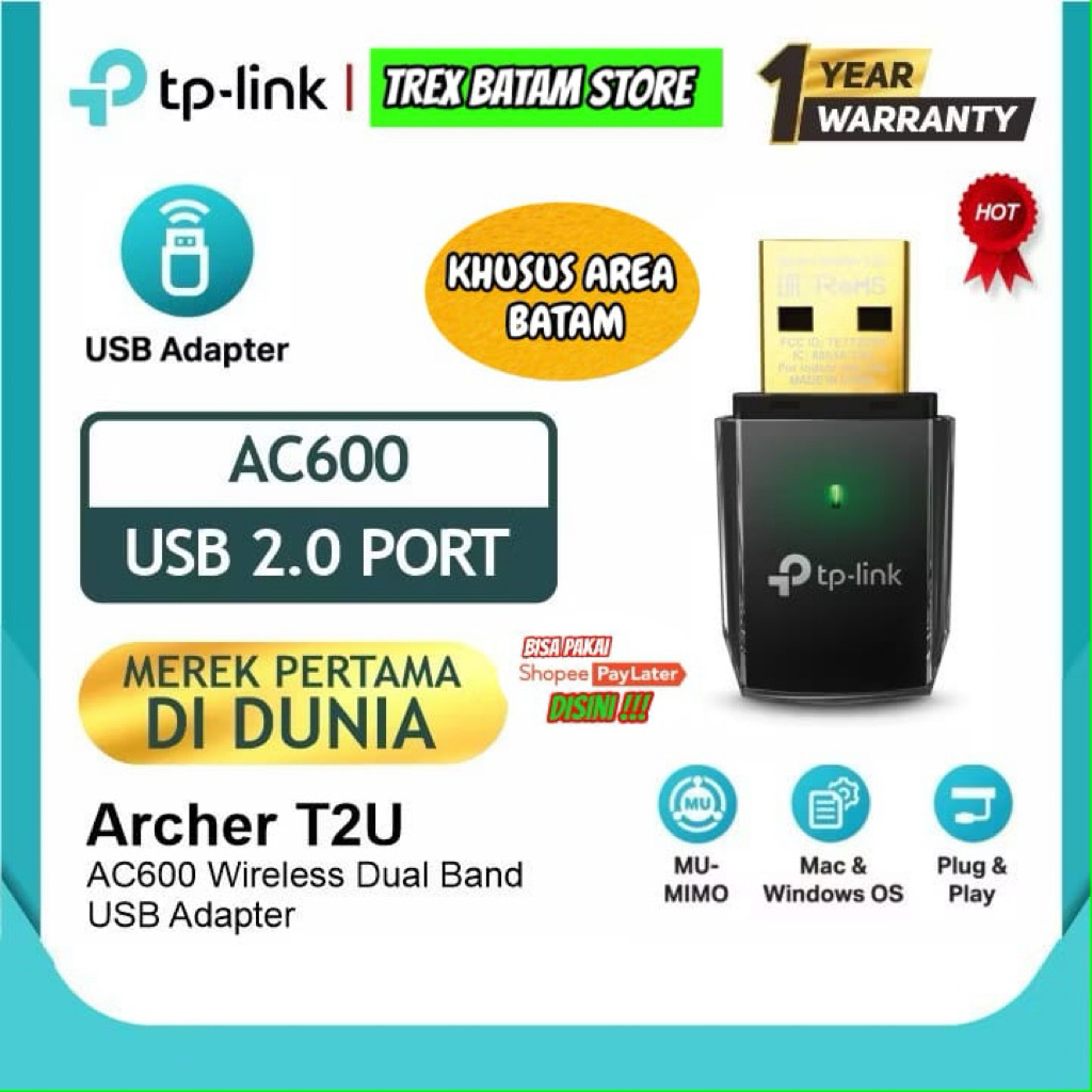 TP LINK AC600 DUAL BAND WIFI ADAPTER EXTERNAL FOR PC & LAPTOP [ BATAM ]