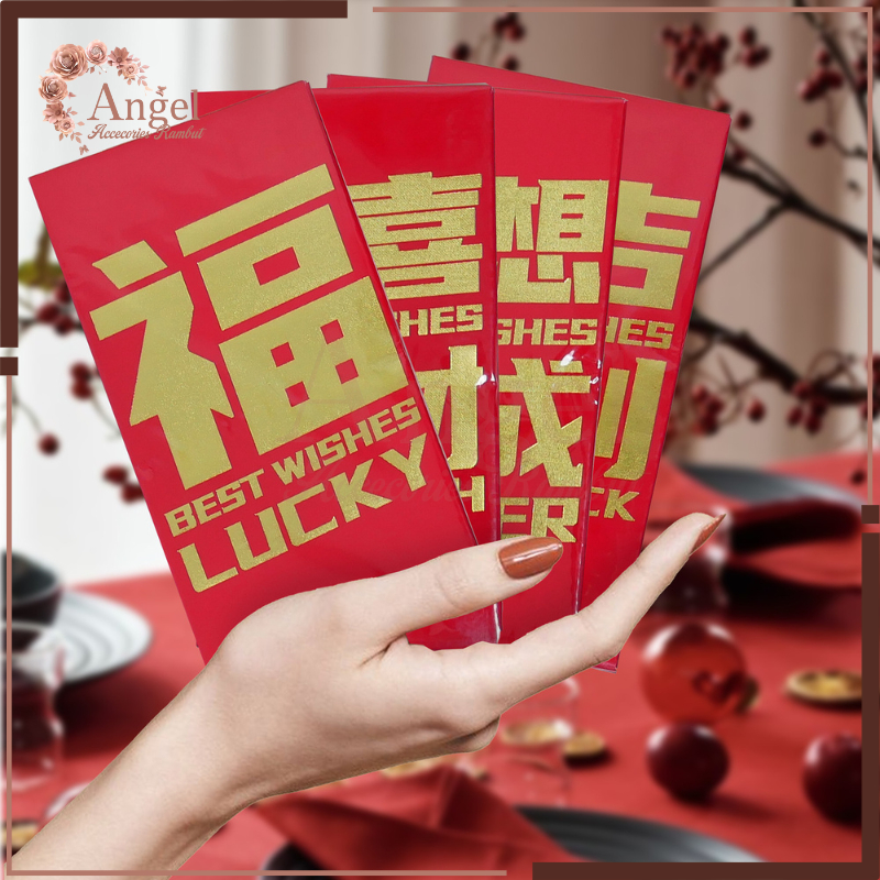 

6 PCS ANGPAO SHUANG XI L PREMIUM 5X17CM/ SANGJIT / AMPLOP MERAH PERNIKAHAN/ DOUBLE HAPPYNES ANGPAO