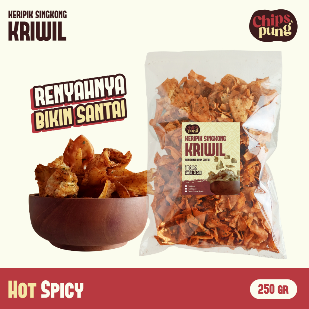 

Chipspung Keripik Singkong Kriwil Daun Jeruk Hot Spicy 250gr