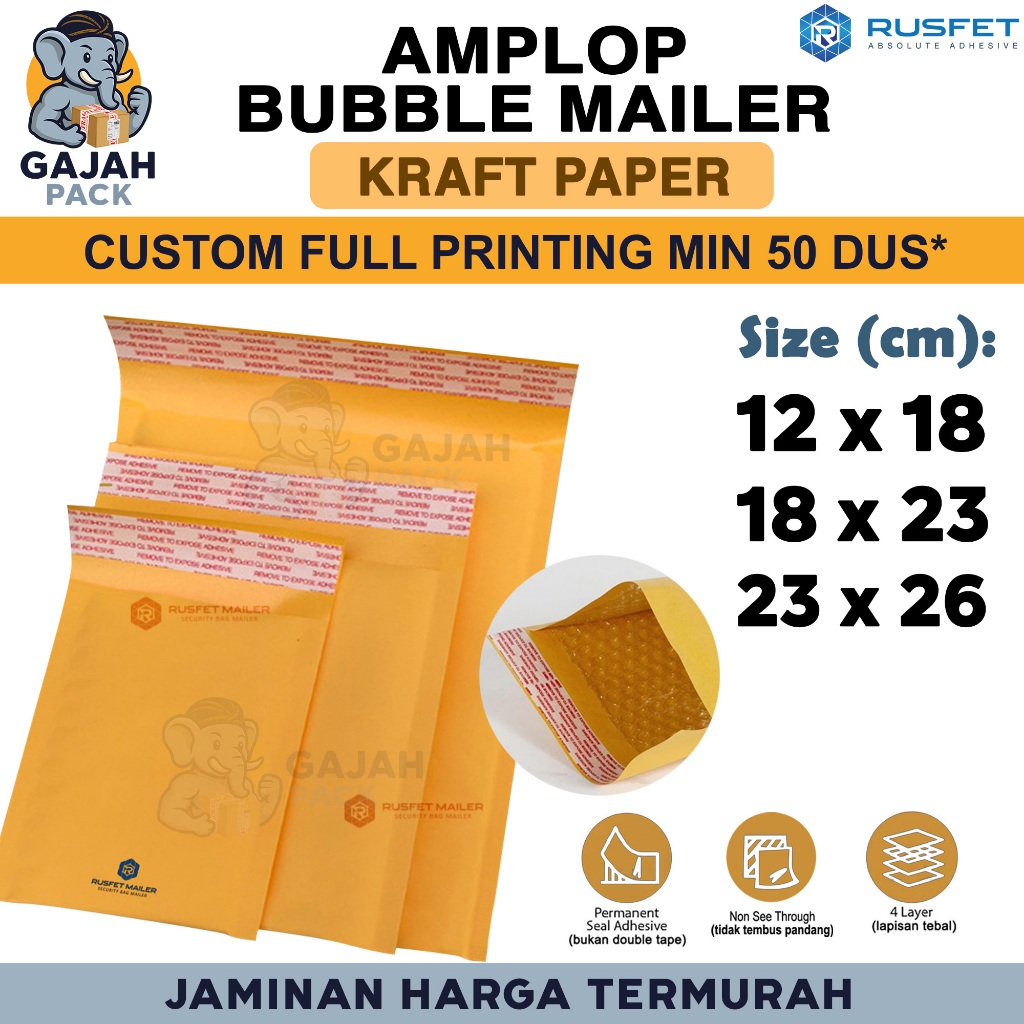 Amplop Bubble Wrap KRAFT PAPER YELLOW Envelope Bubble Bag Mailer Safety Security Packing Paket