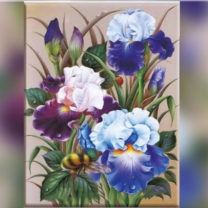 DIY CROSS STITCH KIT BUNGA ANGGREK POLA KAIN PAKET KRISTIK 14ct