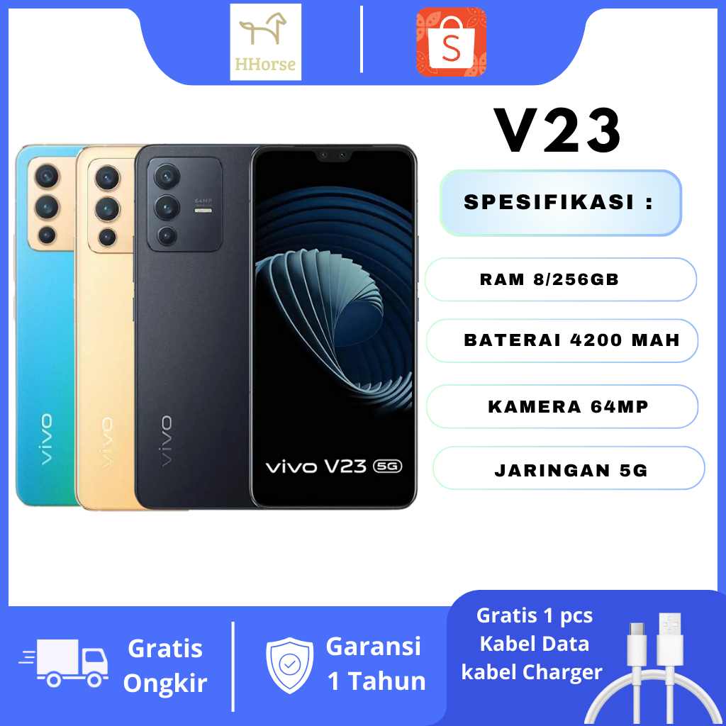 VIVO V23 HP 5g  RAM 8+256 vivo v23  5G hp ram 8/256gb 1 Tahun Smartphone  FULLSET GARANSI  Murah Viv