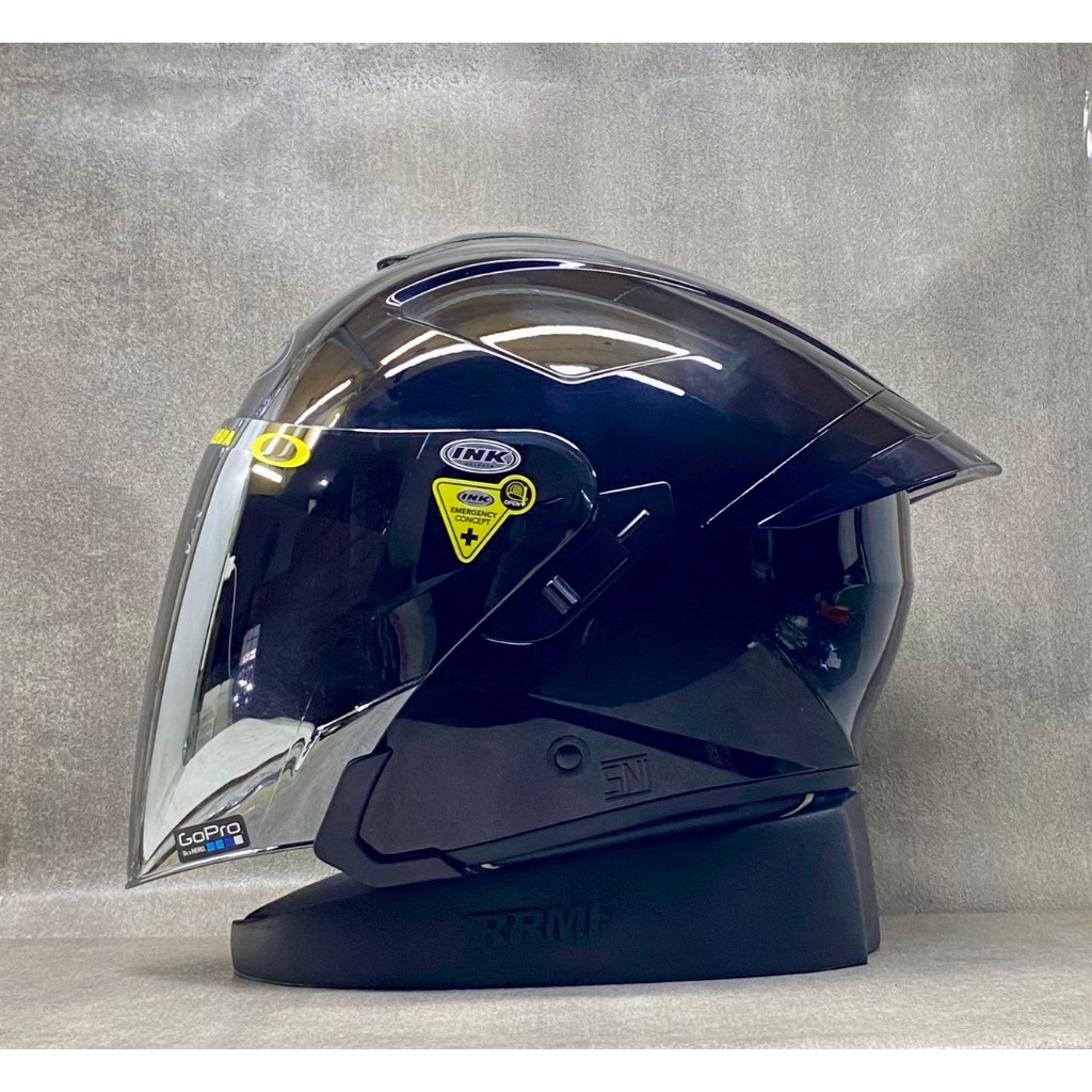 Helm INK TERRA 2 Black Glossy II Helm Half Face Double Visor Paket Ganteng (COD)