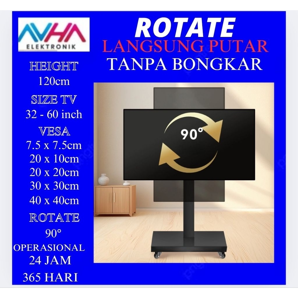 Bracket stand rotate, bracket standing rotate langsung putar tanpa bongkar bracket standing tv 32 - 