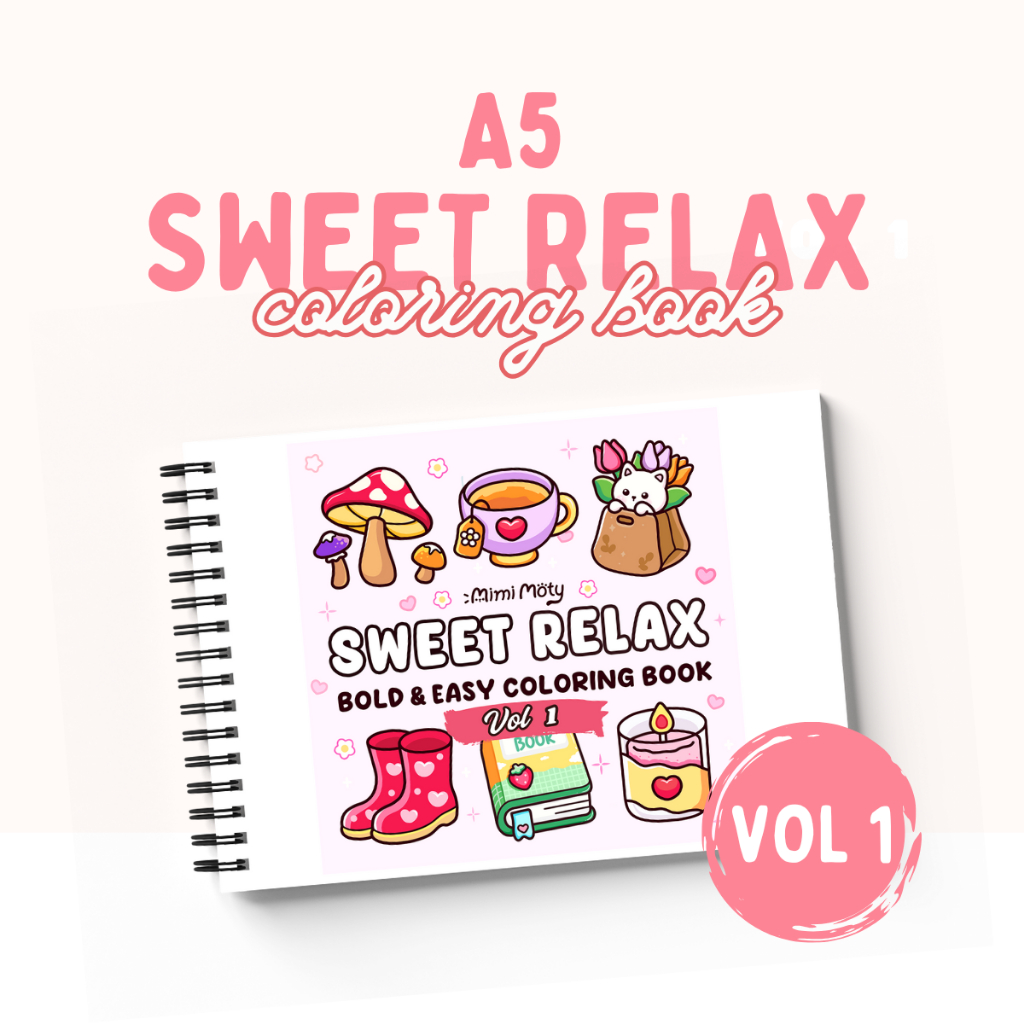 

SWEET RELAX VOL 1 Ukuran A5 Coloring Book For Adults And Kids Therapy Buku Mewarnai Anak Remaja Dewasa Tebal