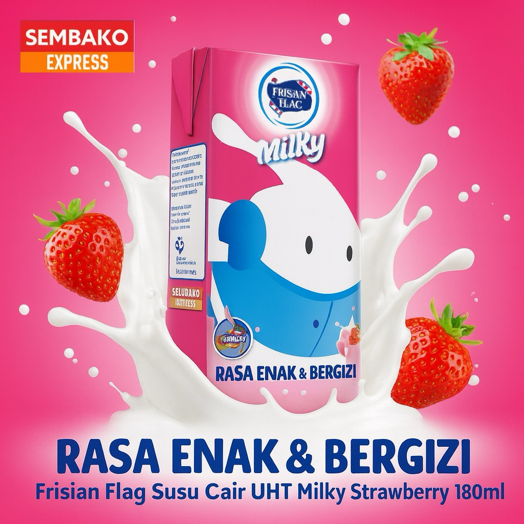 

Frisian Flag Susu Cair UHT Milky Strawberry 180ml – Sembako Express