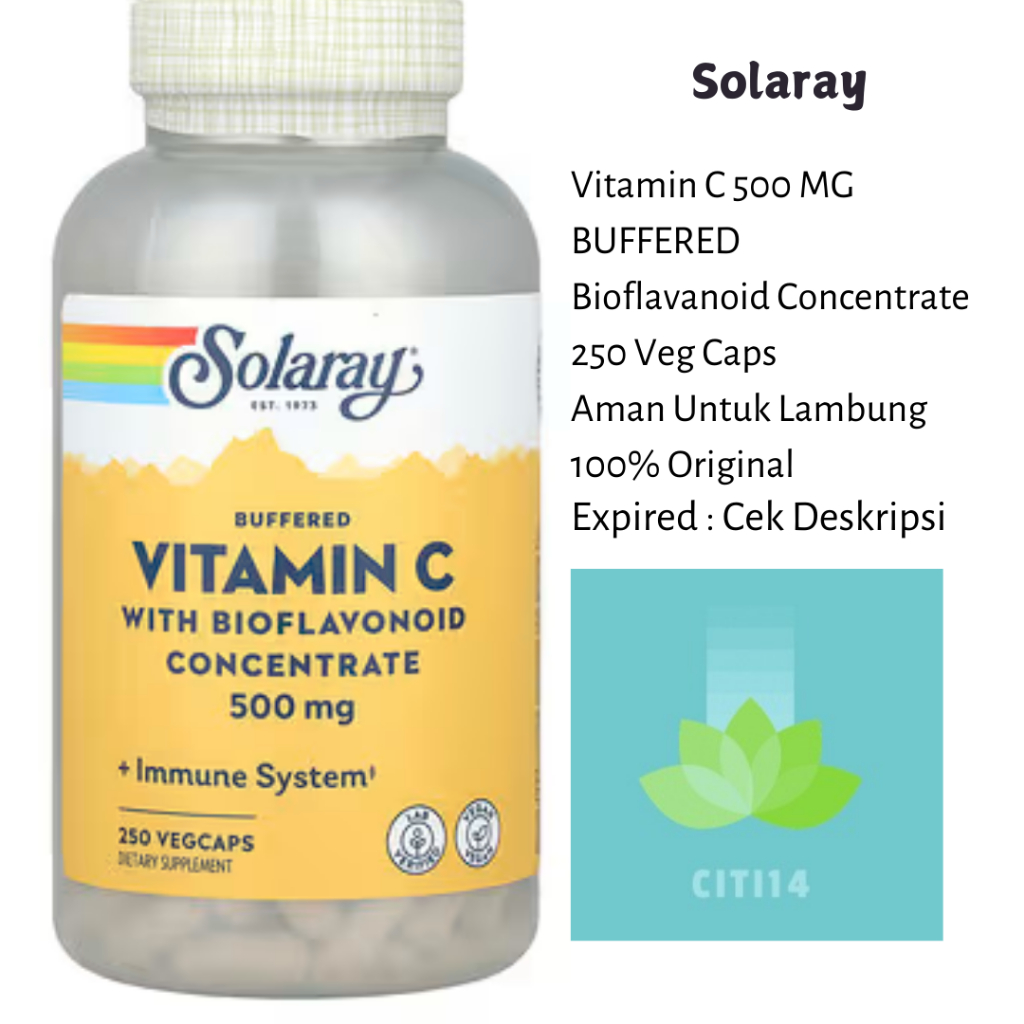Solaray Vitamin C 500Mg 250 Caps Buffered with Bioflavonoid VIT C