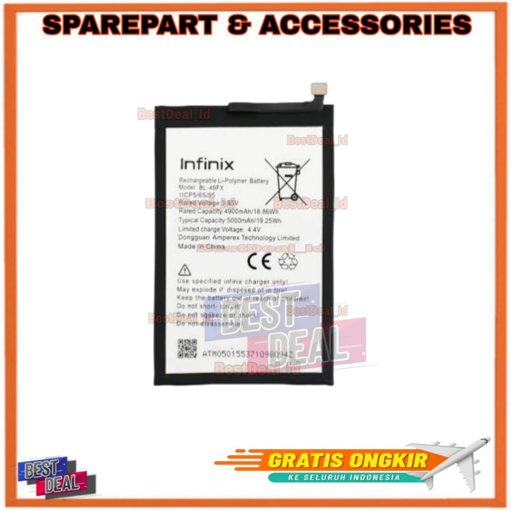 Batre Baterai Hp Infinix Smart 6 X657B BL49FX Baterai infinix smart 6 bl49fx 5000mAh Original (bestd