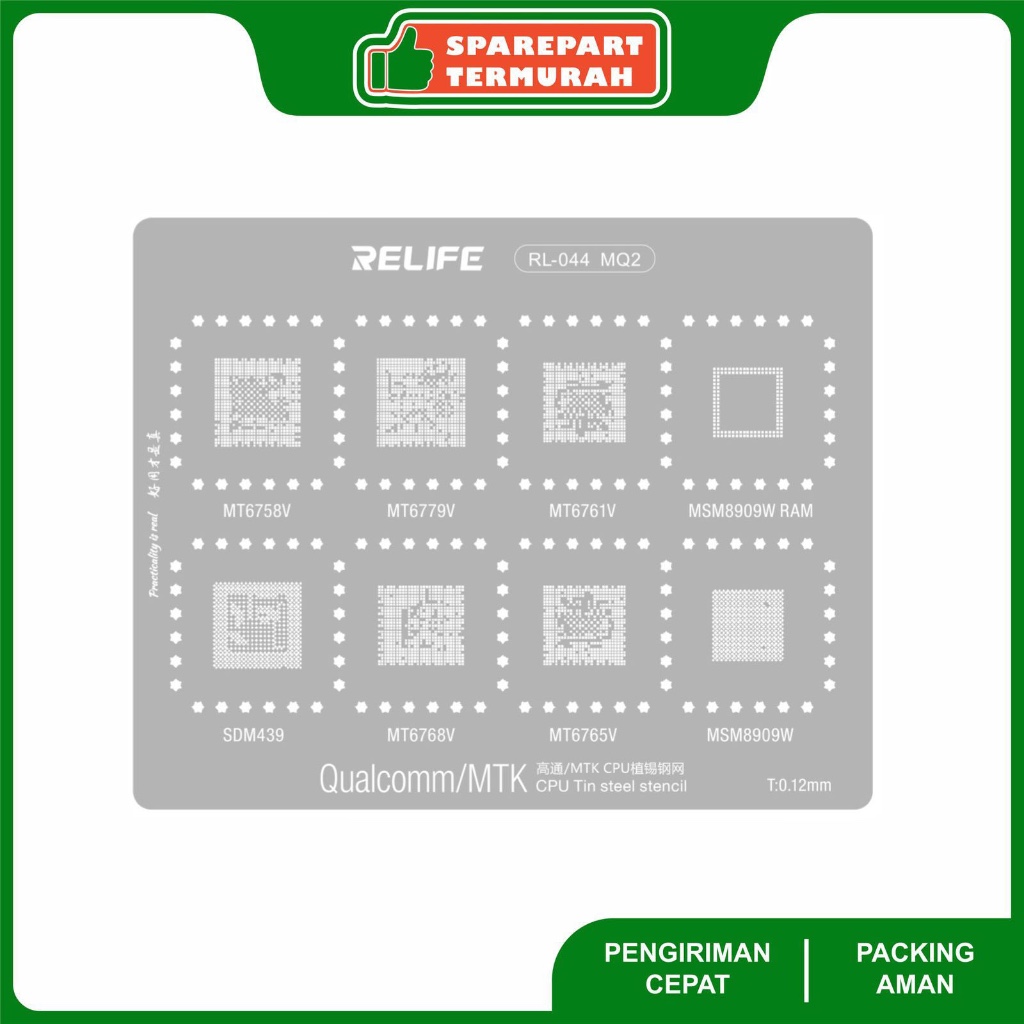 Cetakan ic Bga Stencils RELIFE RL-044 MQ2 MT6758V / MT6779V / MT6761V / MSM8909W RAM / SDM439 / MT67