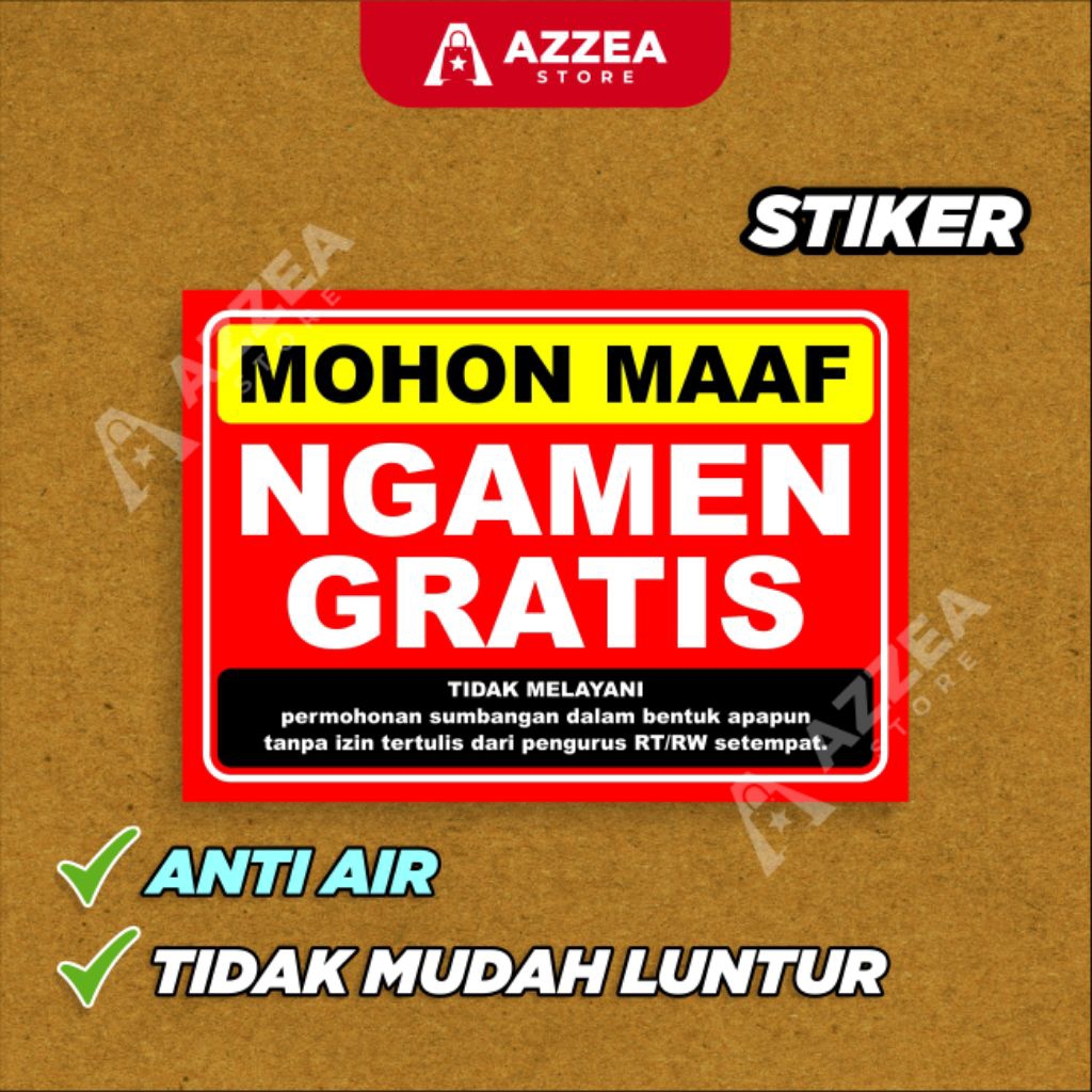 

Stiker Ngamen Gratis - Desain Keren, Cocok untuk Mengatasi Pengamen yang Mendatangi Rumah atau Toko.