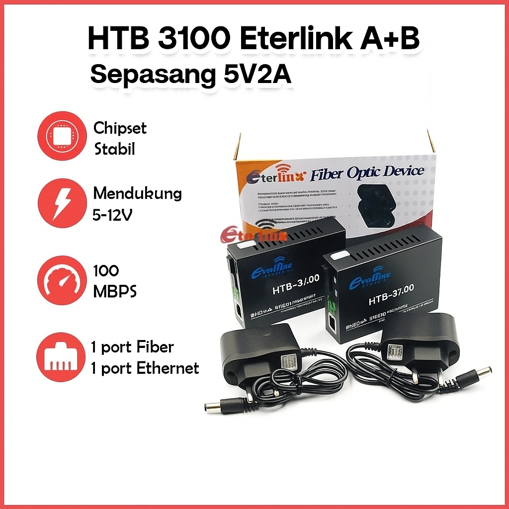 HTB 3100 Eterlink Fiber Optical Media Converter HTB 3100AB 10/100Mbps