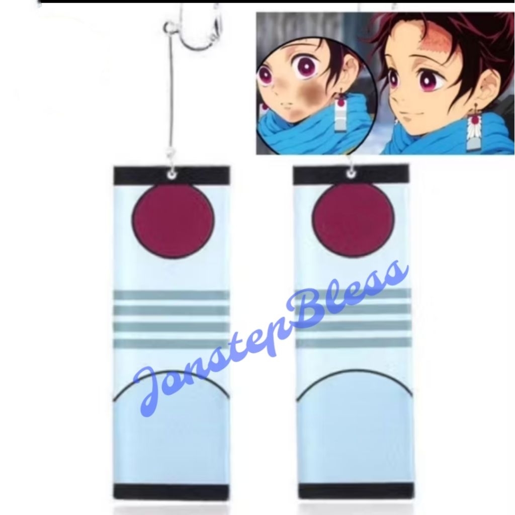 Anting Demon Slayer Tanjiro Kamado Earings Anime Cosplay Aksesoris