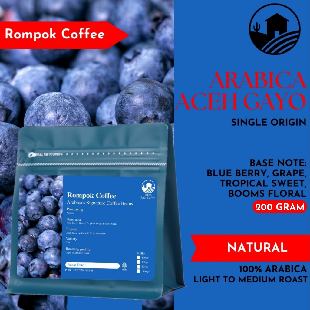 

Kopi Robusta Aceh Gayo Biji Kopi Asli 200 Gram Rompok Coffee Roastery Kopi Arabica Terenak