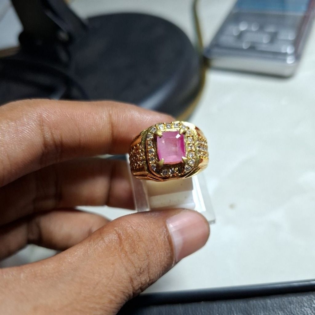 natural ruby burma cutting ring alpaka simpel elegant