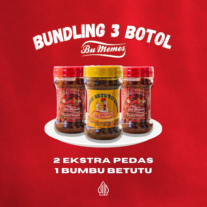 

[BUNDLING 3 BOTOL] - Duo Hemat Sambal Bali Asli Ekstra Pedas & Bumbu Betutu Ubud Bu Memes