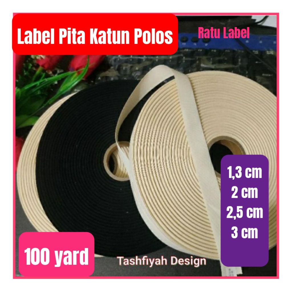 

Per 1 Roll - Pita Label Katun 2cm Polos Pita Katun Import