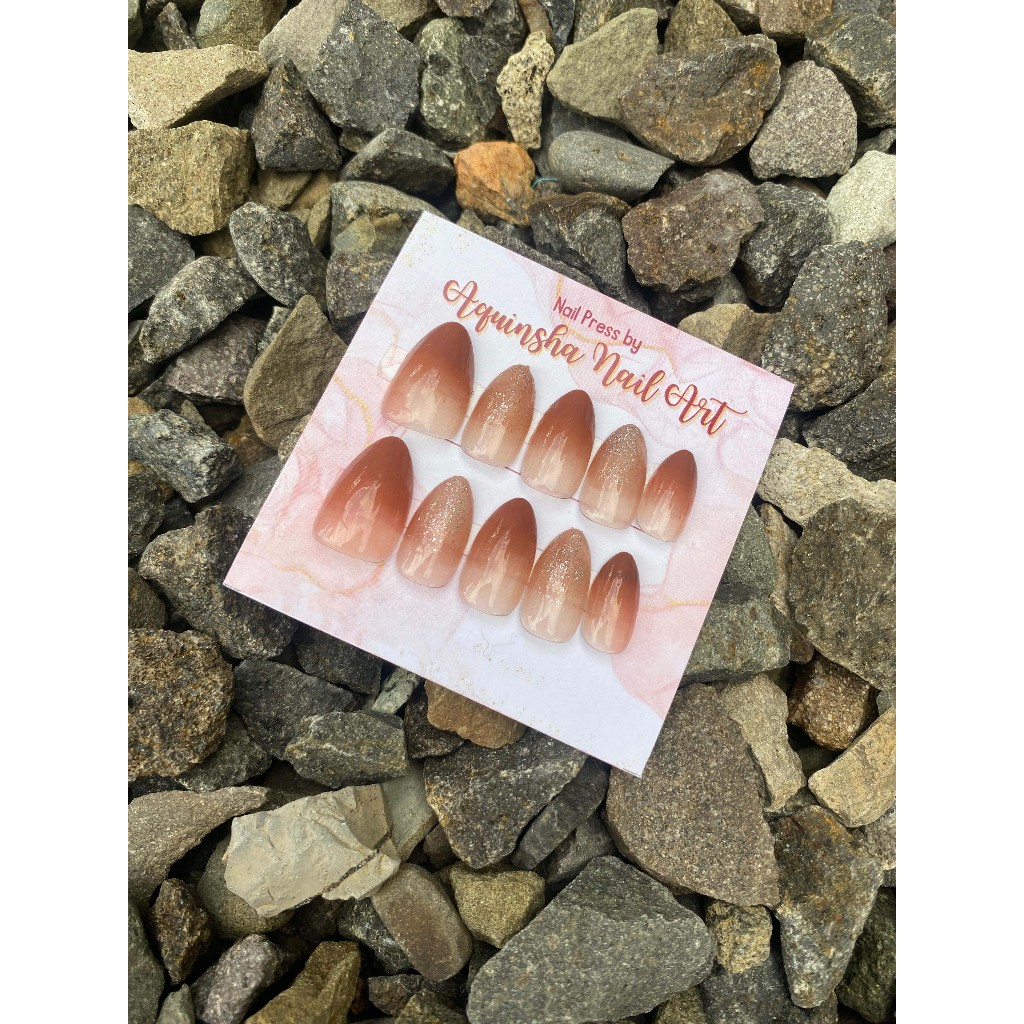 Kuku Palsu Coklat simple //FREE LEM | Press On Nails | Nail Art | Nailarts | kuku palsu | fake nail 