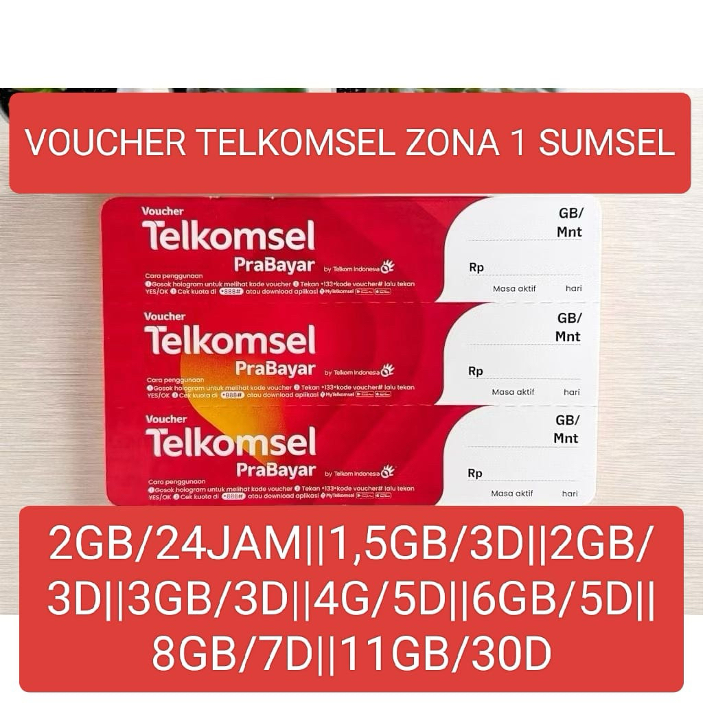 Voucher telkomsel zona 1 sumsel  Isi kuota||2gb/24jam||1,5gb/3D||2gb/3d||3gb/3d||4gb/5d||6gb/5d||8gb