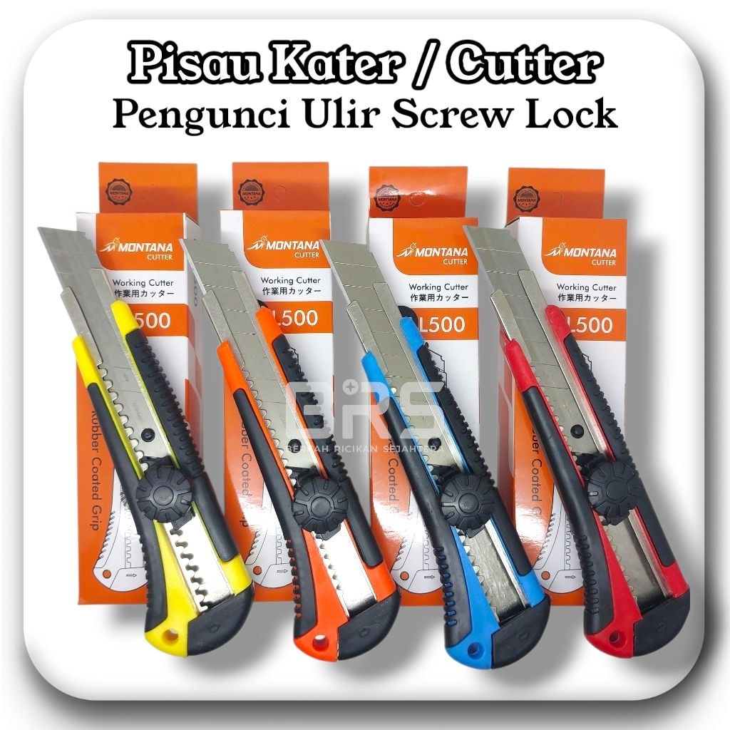 

[Paket Cutter+Refil 5pcs] MONTANA CT L-500 Kunci Ulir + Refil SDI L-150 Pisau Kater Besar Premium HD