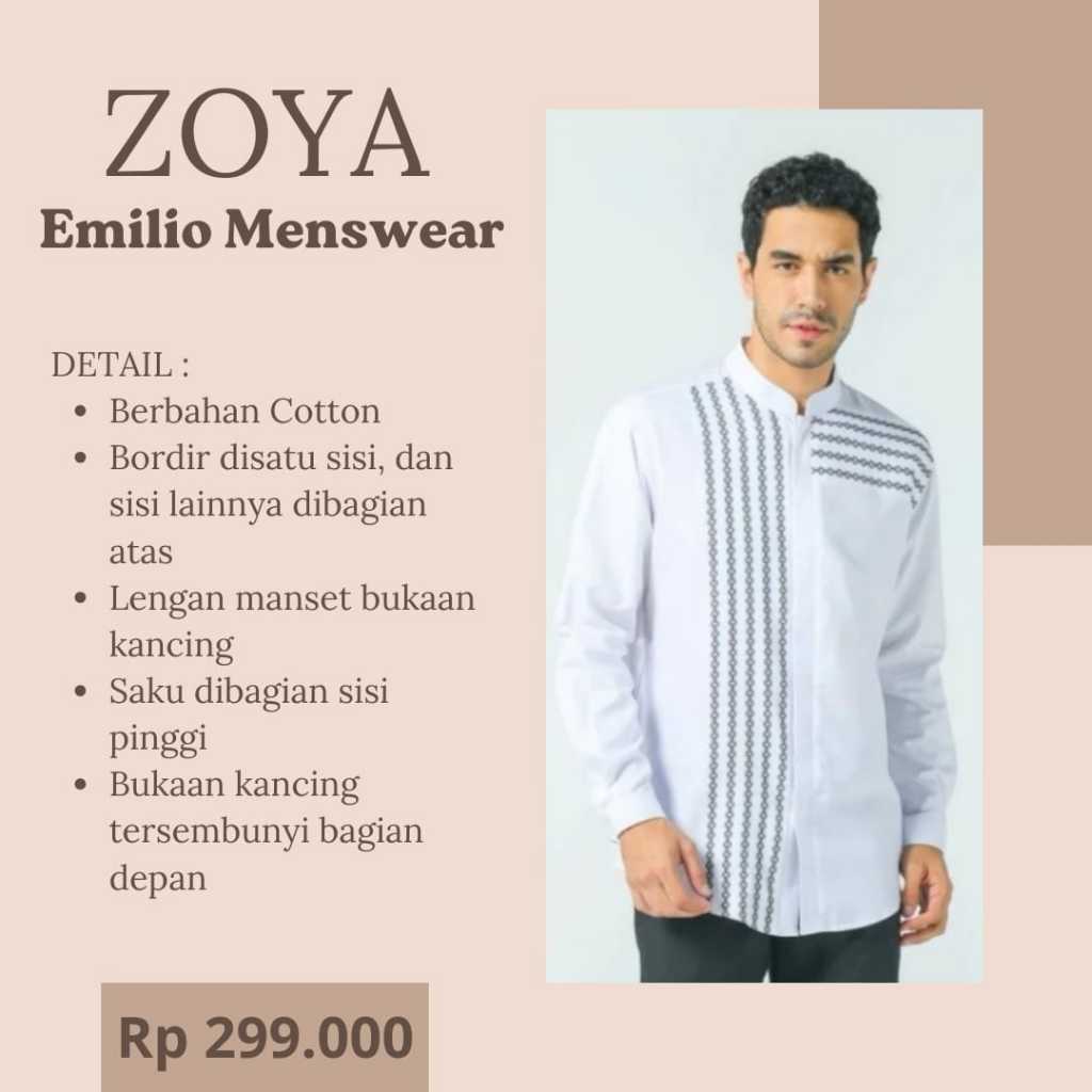 Zoya Emillio Menswear Baju Koko Pria Lengan Panjang / Koko Zoya Lengan Panjang