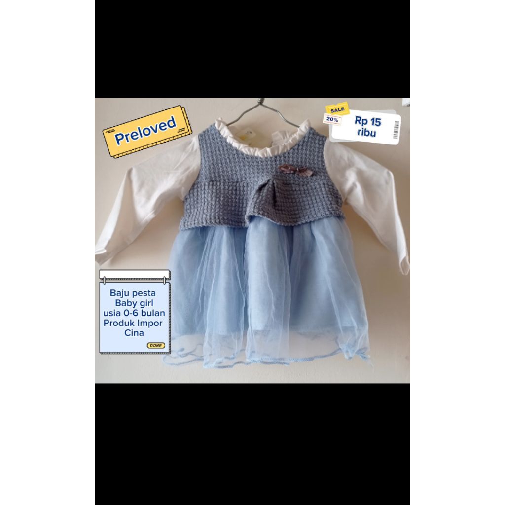 Preloved Baju Pesta Anak Bayi Perempuan