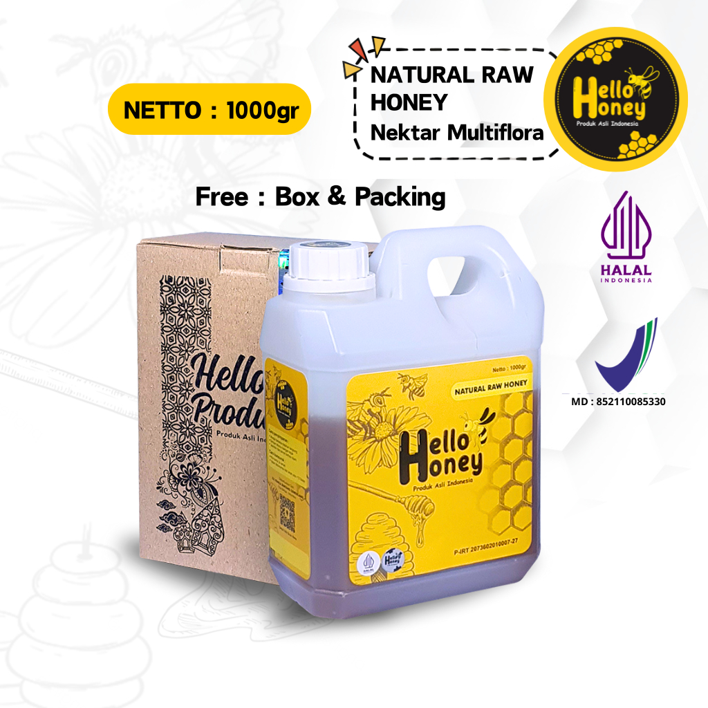 Hello Honey - Madu Asli Murni 1000 Gr - Natural Raw Honey