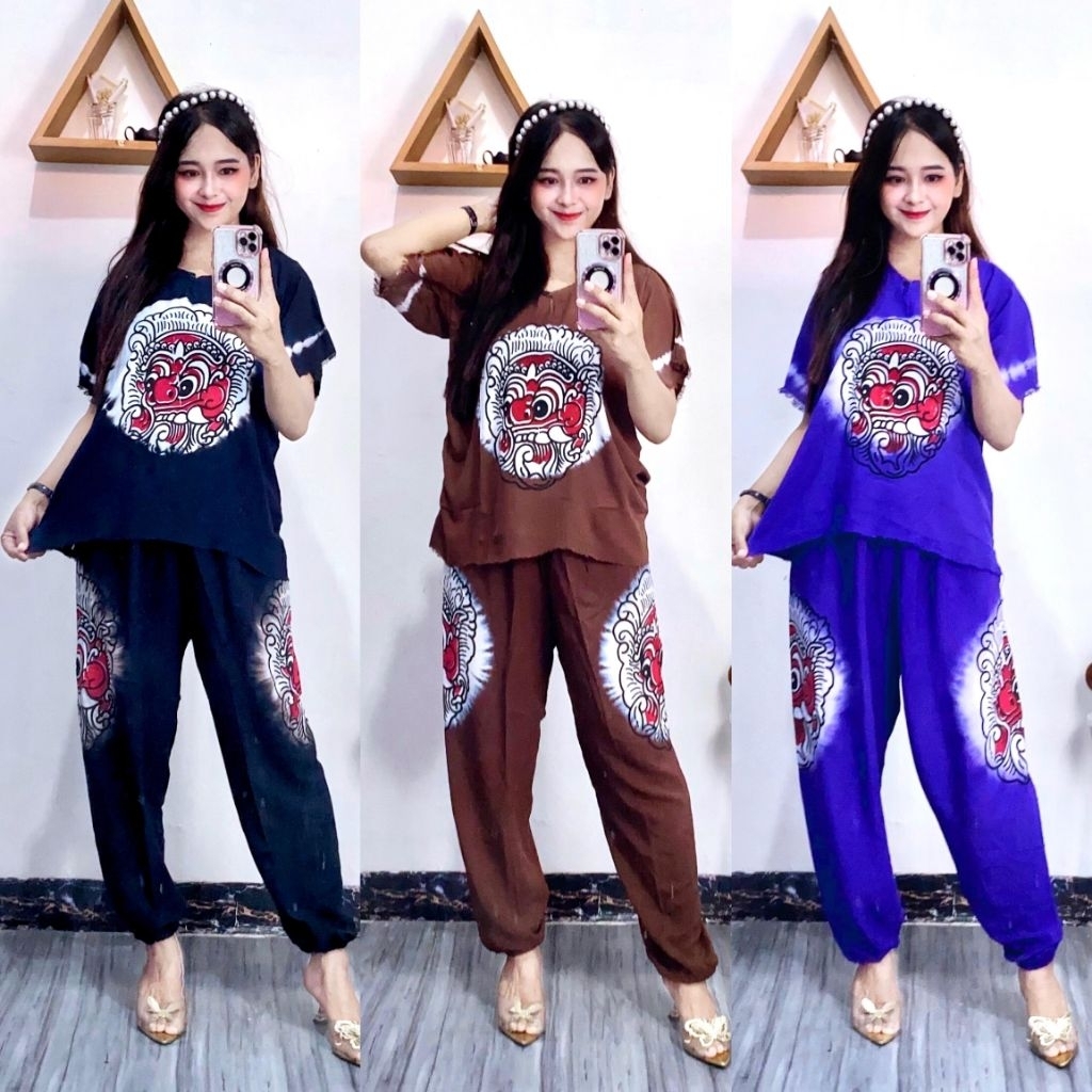 setelan wanita bal barongi dewasa jumbo m l xl all size  ld 120cm bb 40kg -70kg celana panjang karet