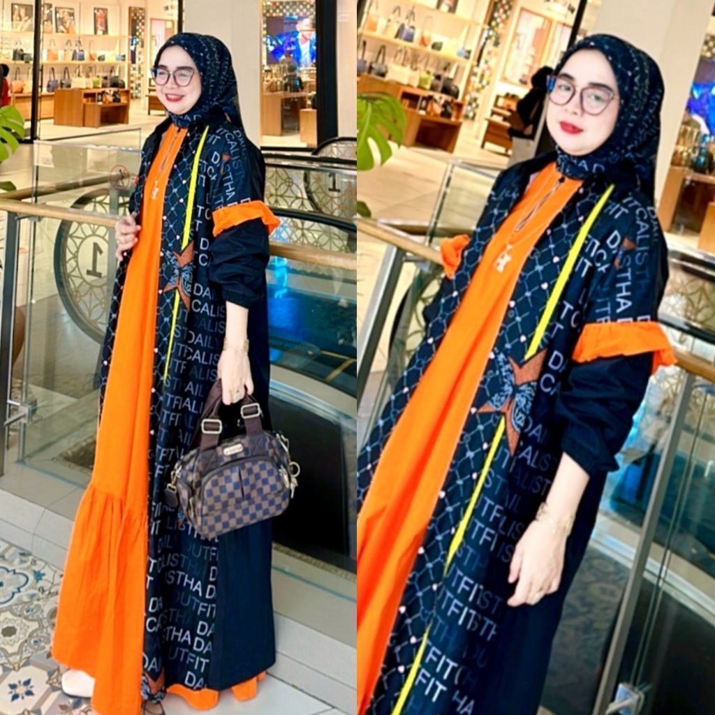 Zahra Set Abaya Printing by Calistha // Abaya Lebaran