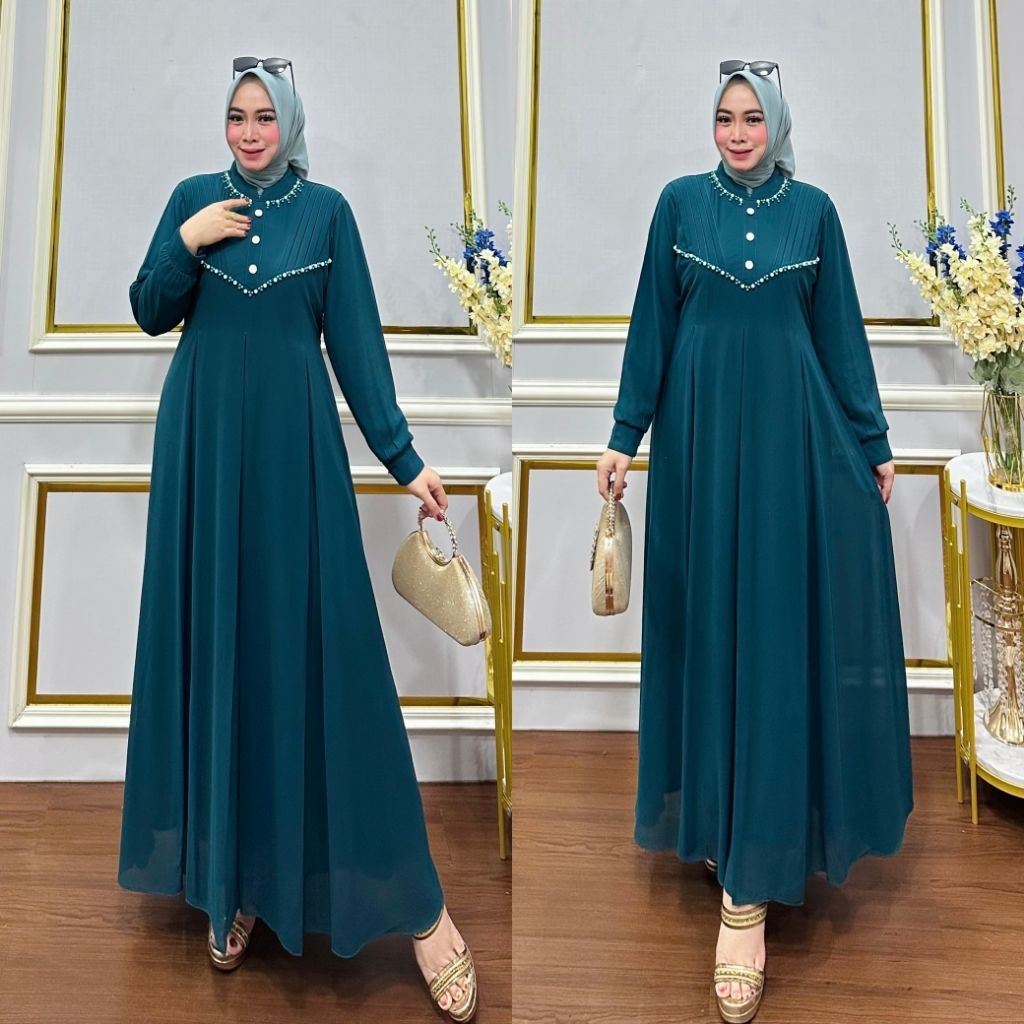 Huamira Dress Premium Ori. Humaira Polos Ceruty. Gamis Polos Payet Terbaru. Dress Polos Payet. Gamis