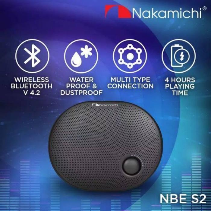 Nakamichi NBE S2 Speaker Portable Audio Wireless Bluetooth Black Water resistant IPX4 Aux 3,5mm