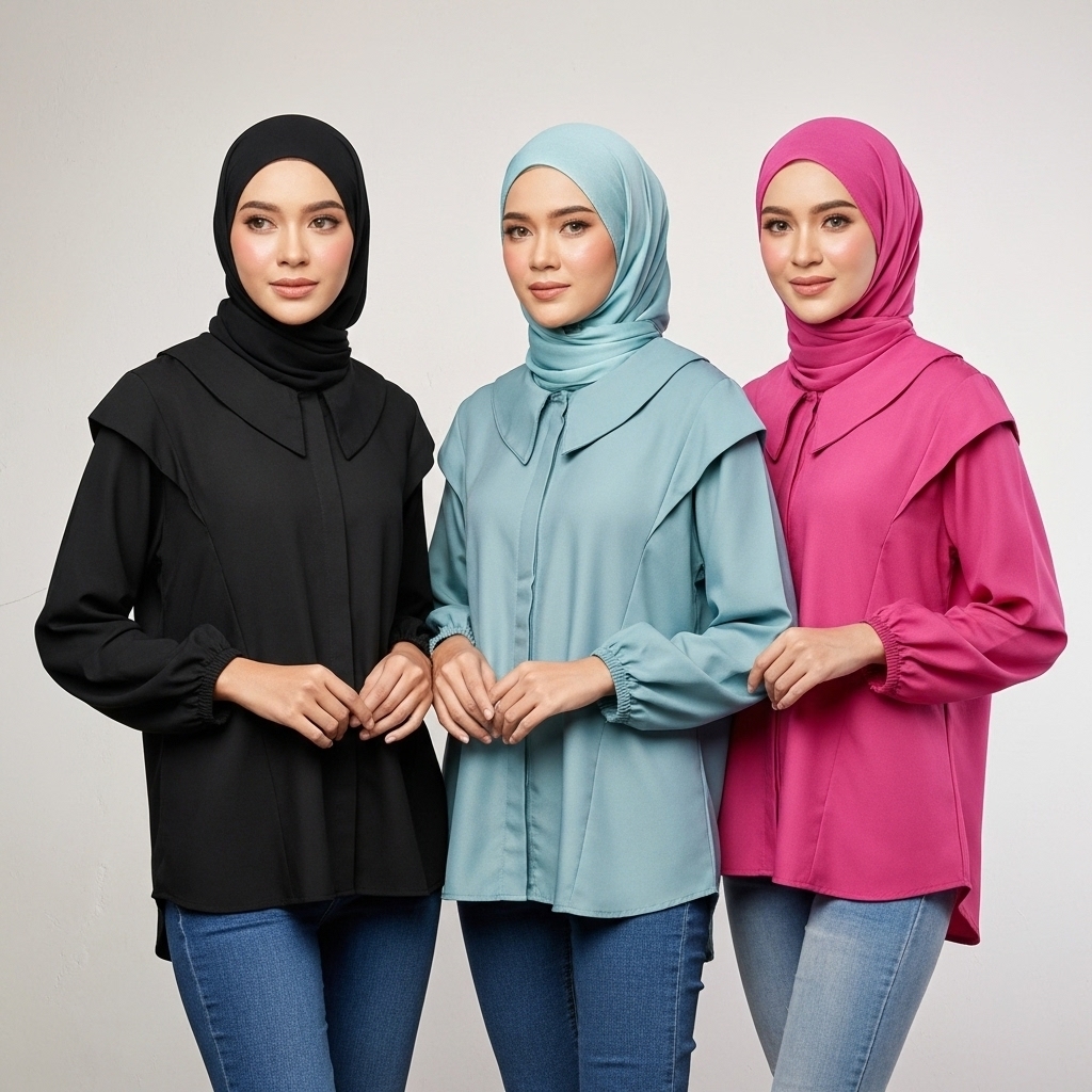 Blouse Selena Blus Wanita Jumbo Panjang Katun Premium Import Baju Atasan Standar Kerja Formal