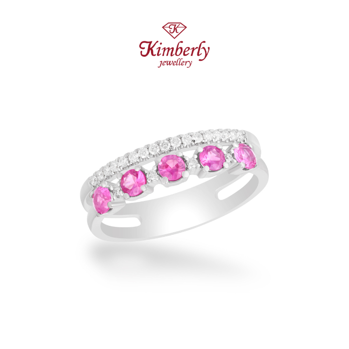 Cincin Berlian Listring Batu Pink Sapphire KLR1262063 - Kimberly Jewellery