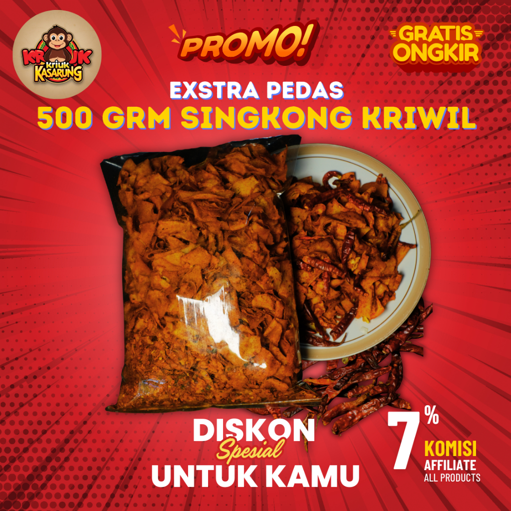 

Kripik Singkong EXSTRA PEDAS 500 Gram | Cemilan Khas bandung Renyah Gurih Pedas VIRAL