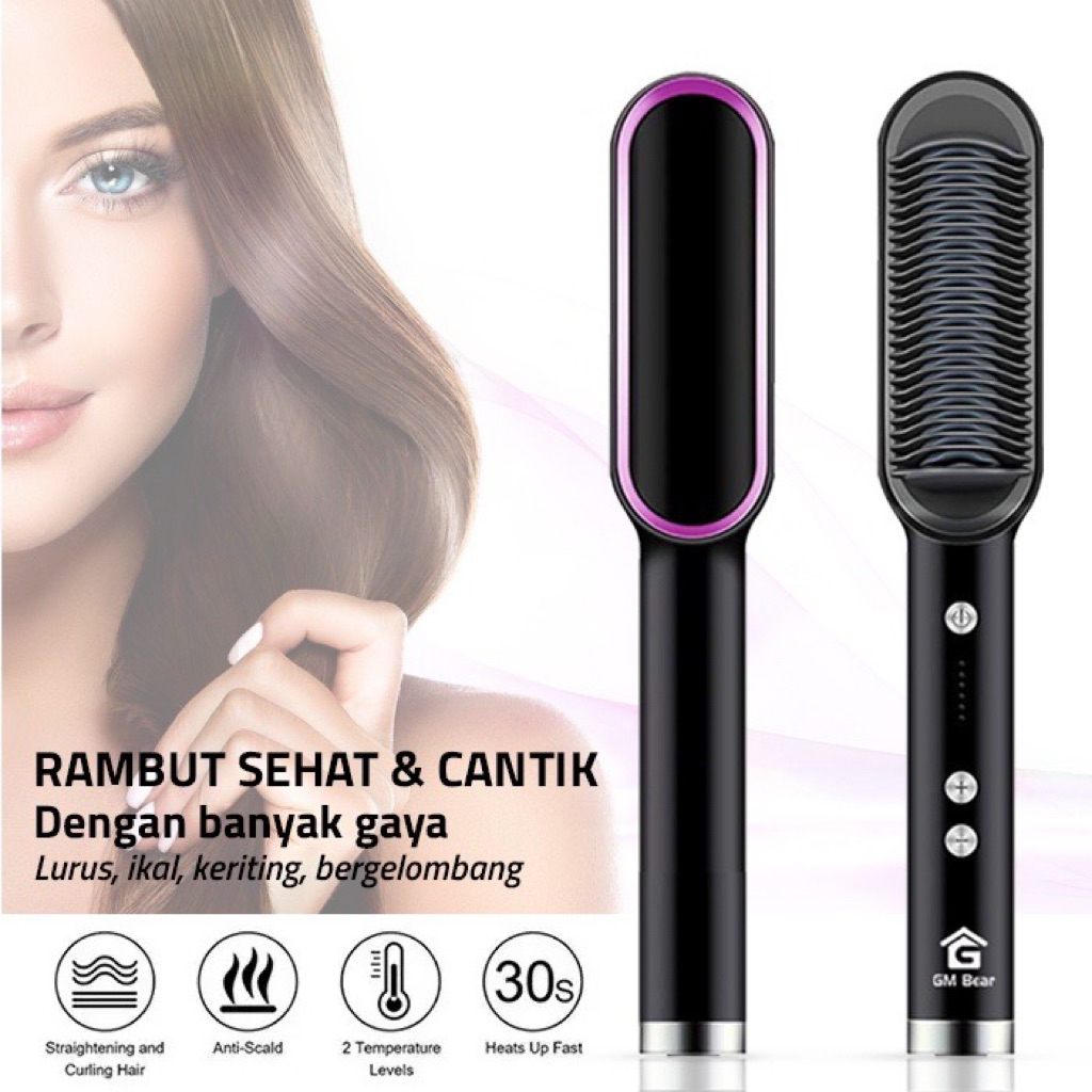Sisir Catokan Pelurus Rambut  - Sisir Catok Pelurus Rambut 2 in 1