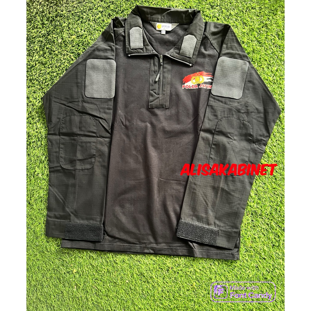 Kaos BDU Combat Hitam Lengan Panjang Jatah Polisi POLRI