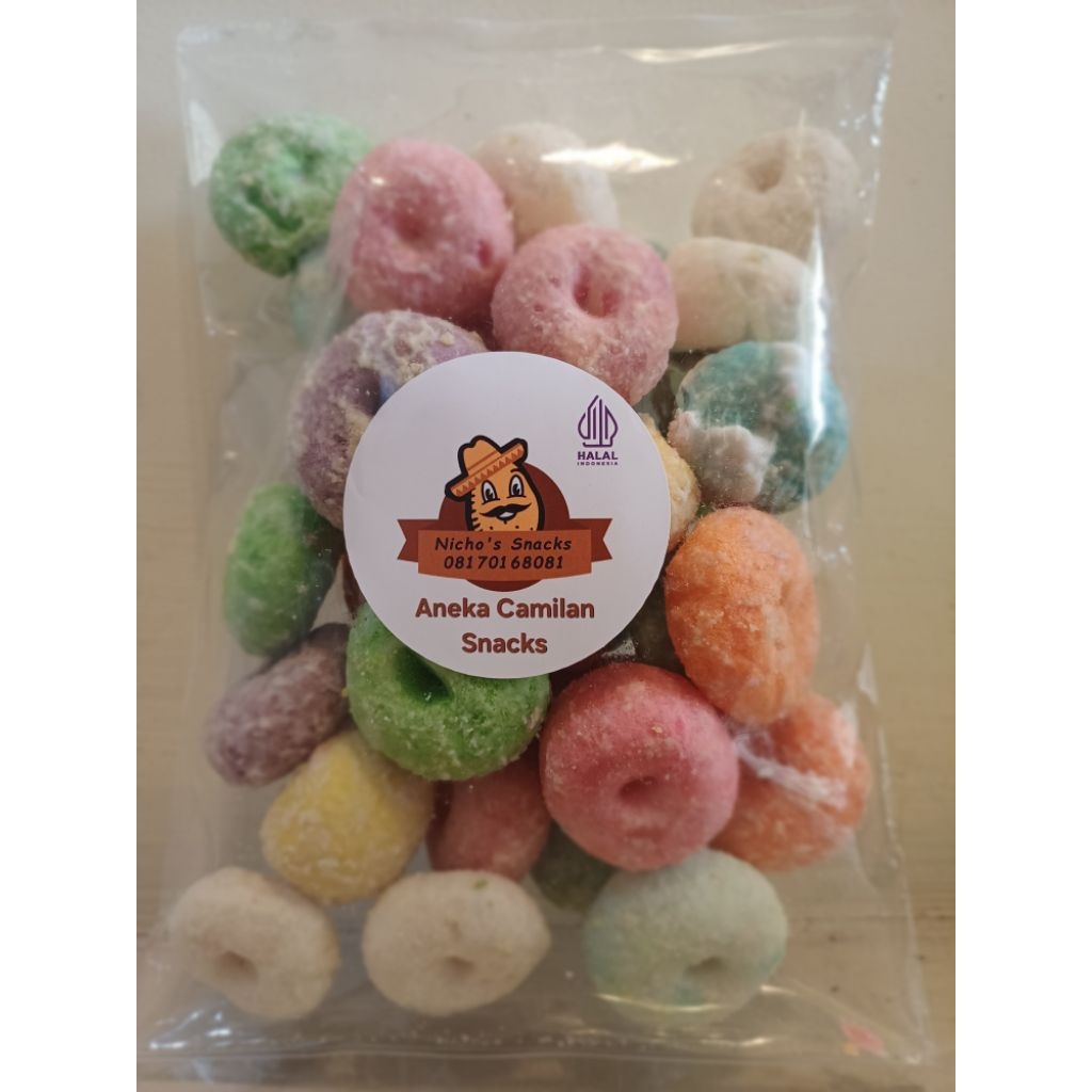 

Donat gabus manis warna warni cemilan donat manis kemasan 200 gr