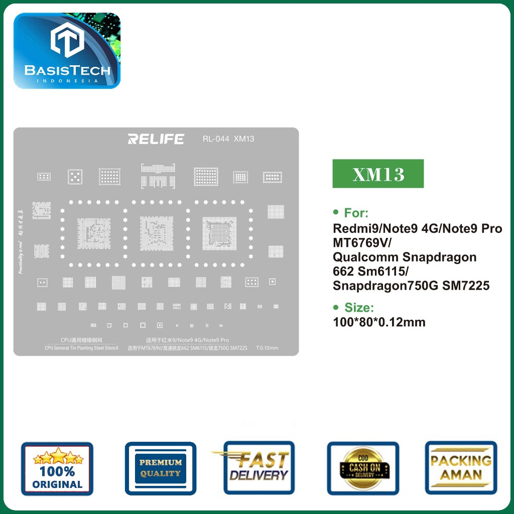 STENCIL PLAT CETAKAN IC BGA CPU REBALLING RELIFE RL-044 XM13 - SNAPDRAGON 662 - 750G - SM6115 - SM72