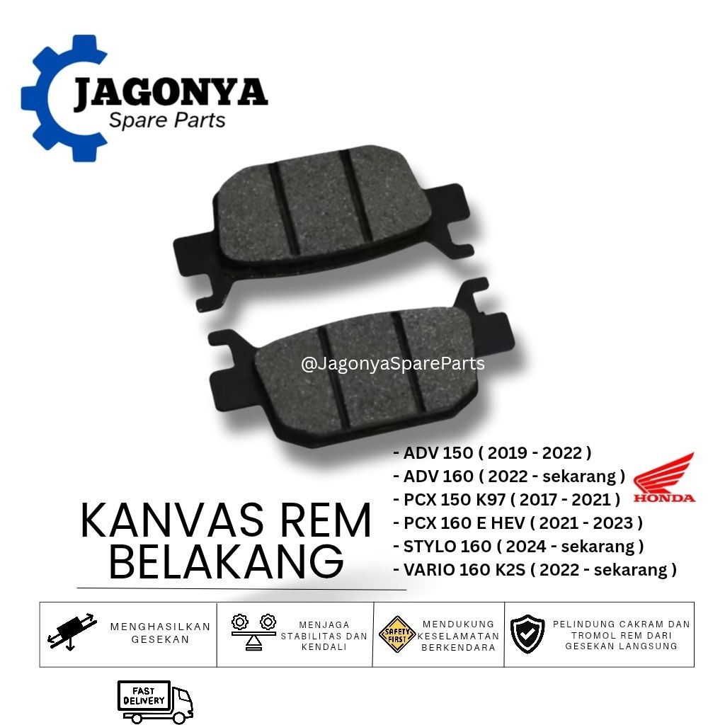 Kanvas Rem Belakang ADV 150, ADV 160, PCX 150 K97, PCX 160 K17, STYLO 160, VARIO 160 K2S HONDA