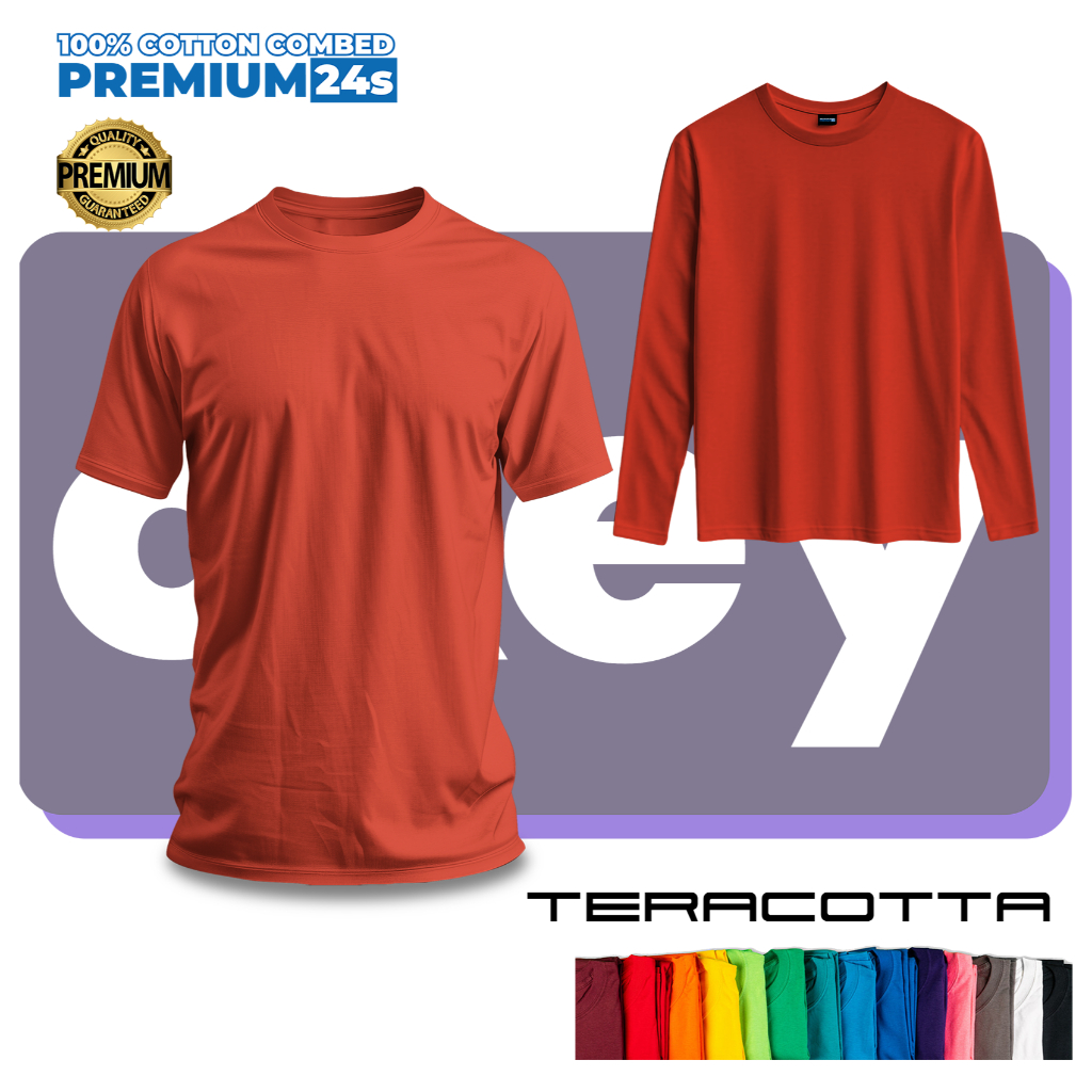 Kaos Polos Premium 24s Cotton Combed Teracotta Merah Bata