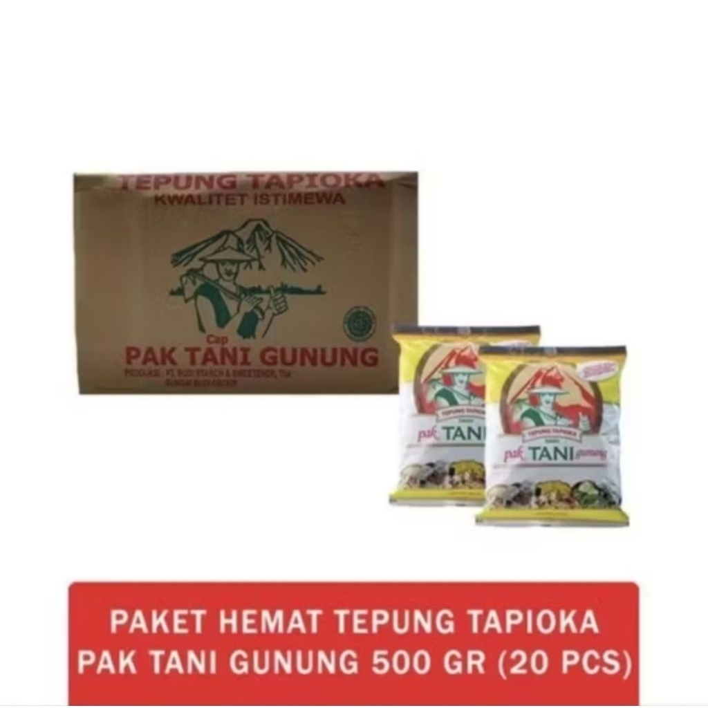 

Tepung tapioka pak tani gunung 500grx20pcs / 1 dus