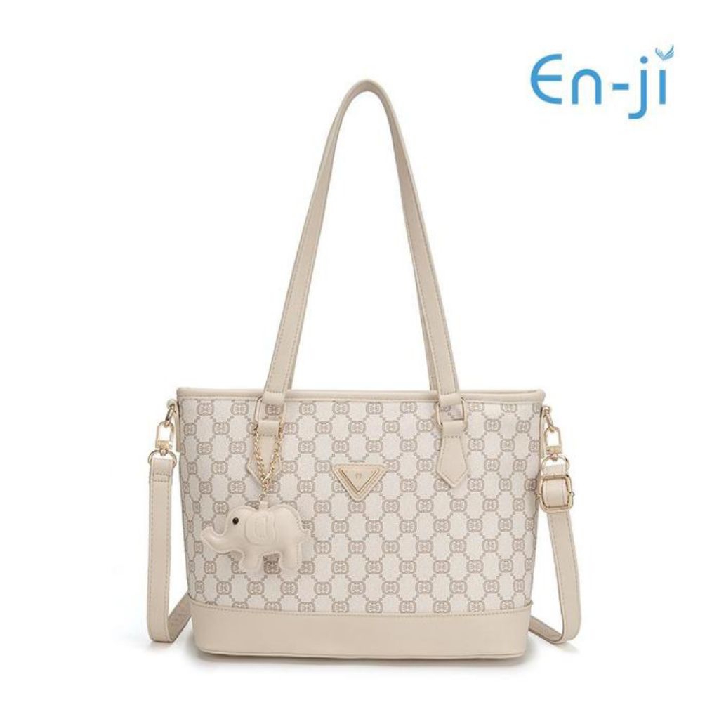 Enji En-ji Youla Totebag Slingbag shoulderbag Wanita Bahan PU Leather Kompartemen Luas Muat Laptop 1