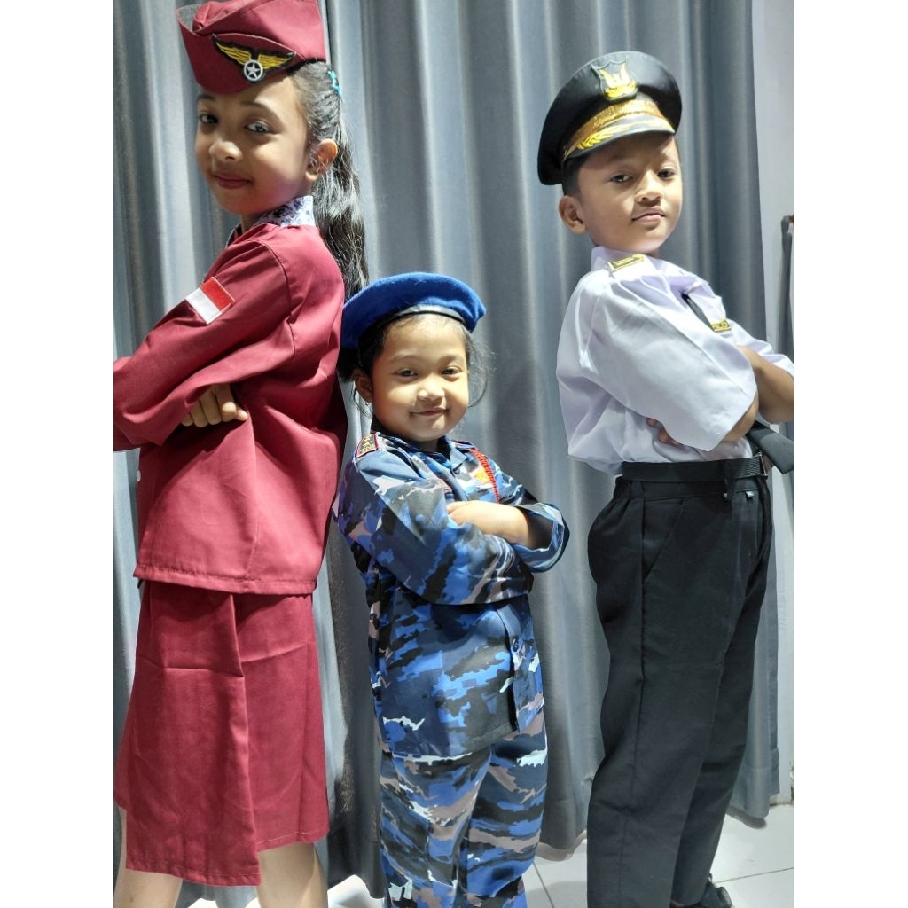 Baju Pilot Anak Laki Laki Perempuan Seragam Profesi Anak Kostum Premium