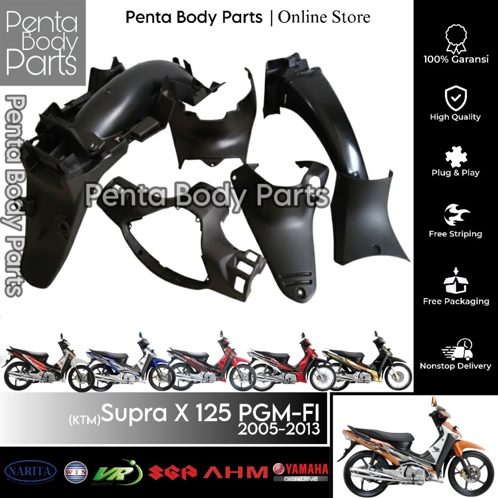 Full Set Cover Body Kasar Supra X 125 PGM-FI (KTM) - Ful Bodi Kasar Honda Supra X 125 FI Lama Old 20