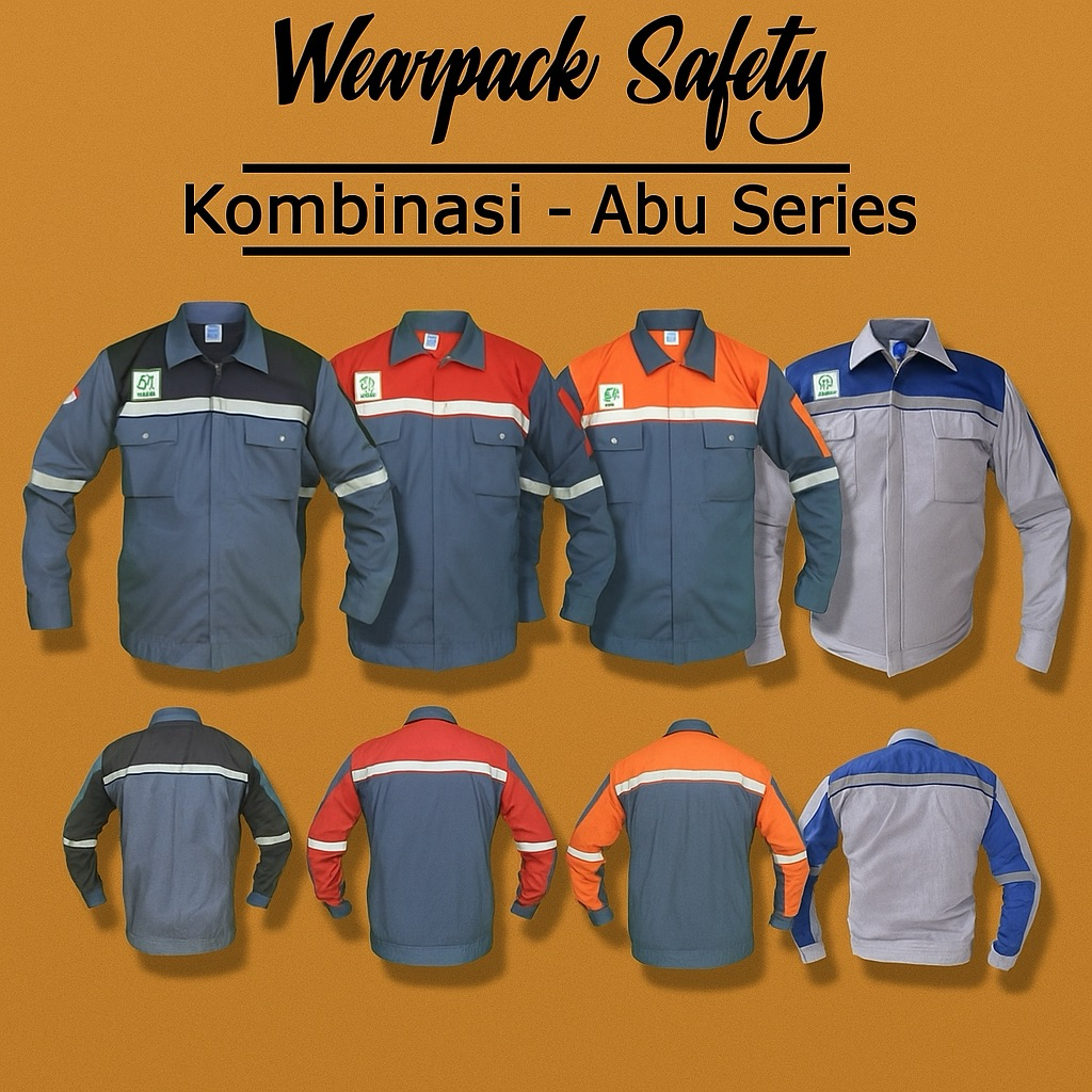 Baju Safety Kemeja Wearpack | Seragam Proyek Abu Series Kombinasi