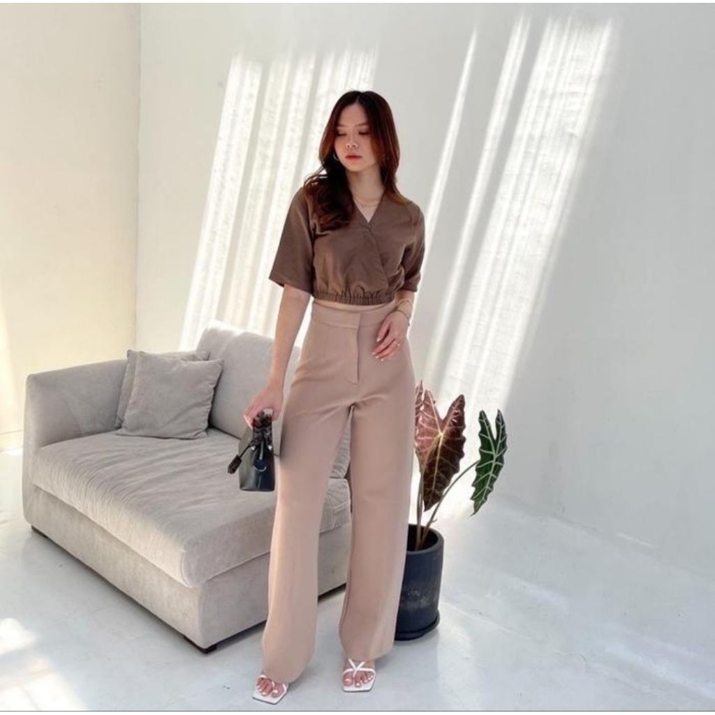 SIVALI cozy pants higwaist cullote pants rib knit pants celana kulot wanita