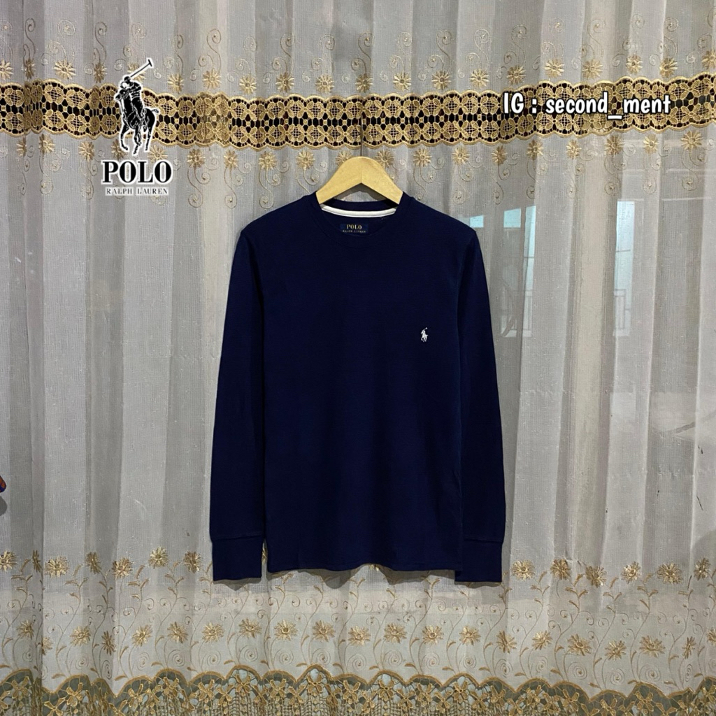 LONG SLEEVE T-SHIRT WAFFLE KNIT POLO BY RALPH LAUREN