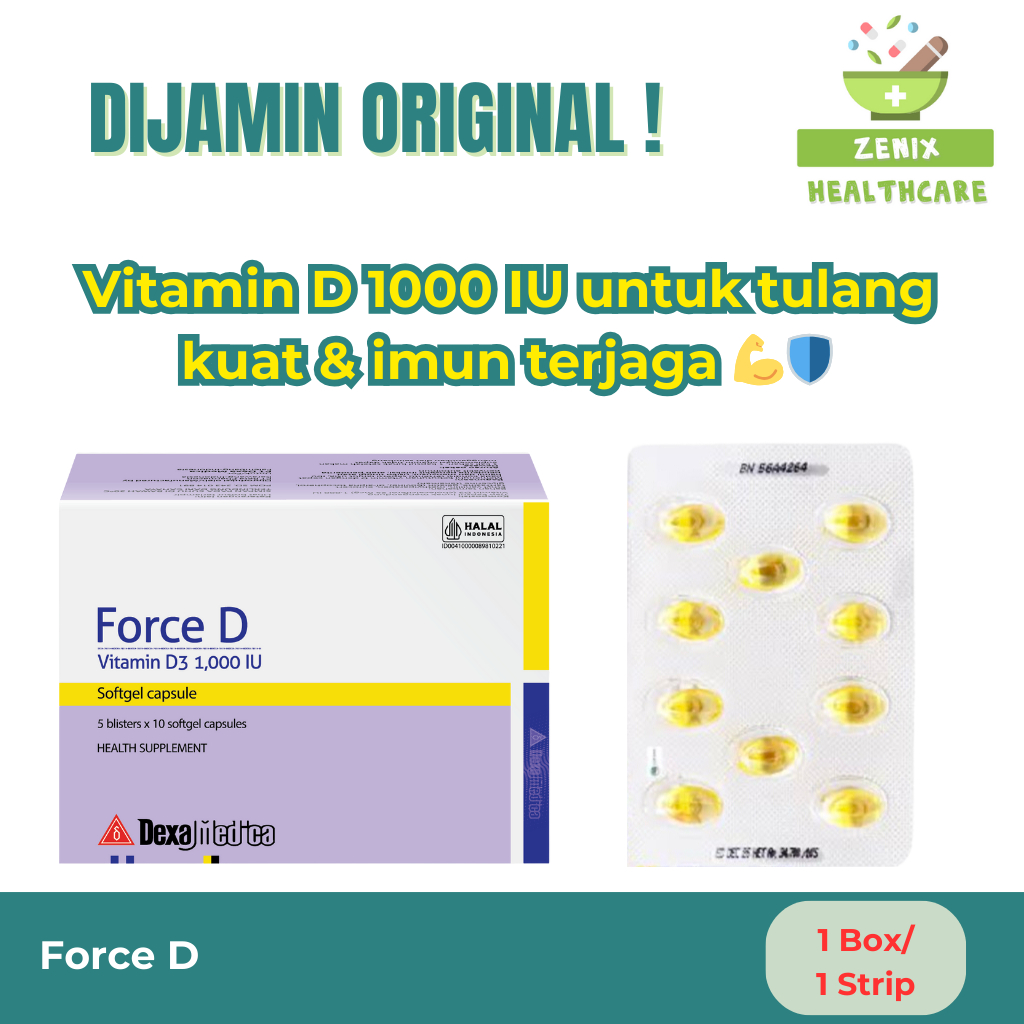 Force D 1000 IU – Suplemen Vitamin D untuk Tulang & Imun