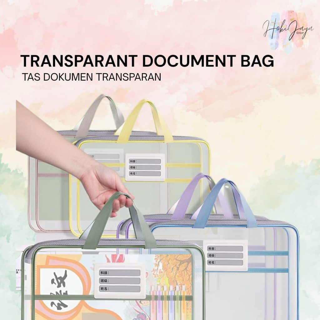 

Tas Dokumen Transparan A4 dengan Resleting Ganda & Tali Pegangan – Map Arsip Sekolah Kantor