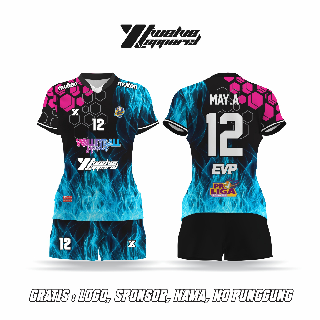Jersey Volly Custom Desain Bebas Digital Print/Jersey Cewek/Jersey volly cewek bisa satuan cod